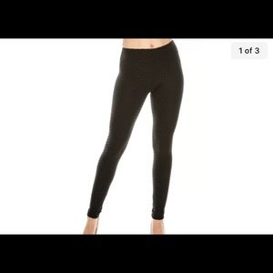 Black Textured Butt Enhancing Leggings New